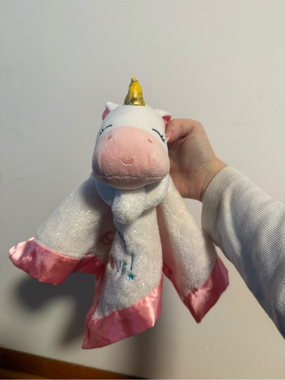 Magic Years 2023 Unicorn Baby 13 Inch Lovey With Pink Satin Trim Believe Rattle